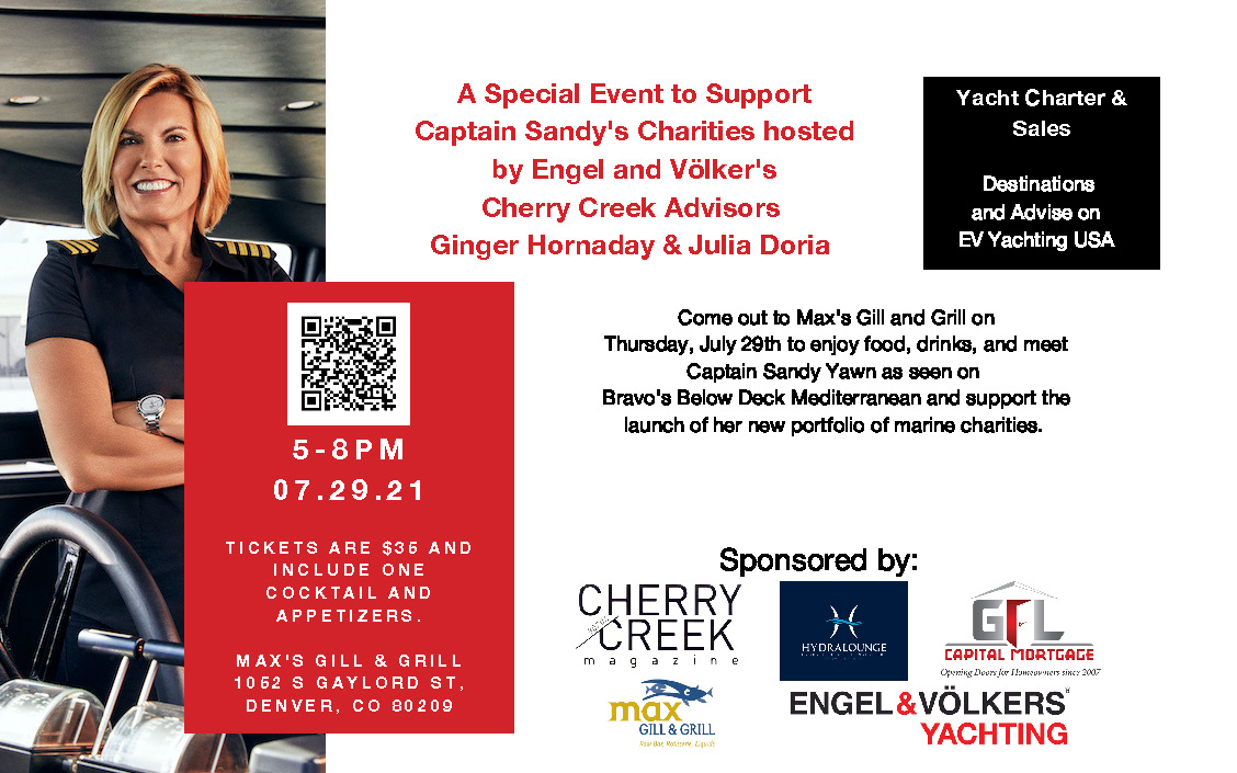 Captain Sandy Yawn Bravo TV Below Deck Mediterranean Denver Colorado Event Marine Charities Engel and Volker Ginger Hornaday EV Yachting Cherry Creek Magazine