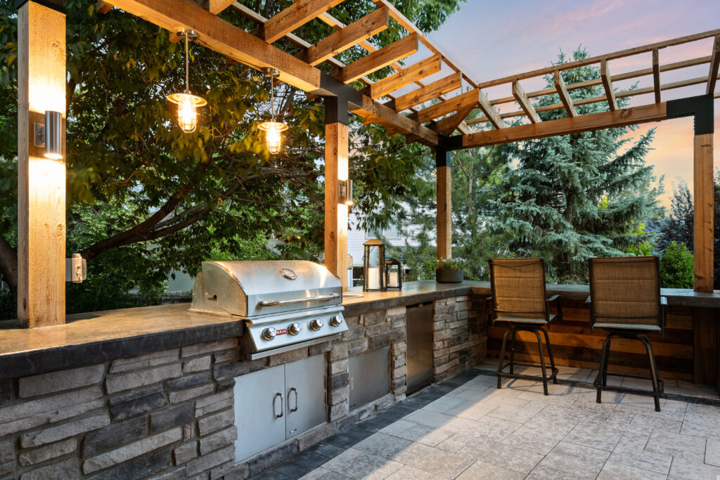 Harvester Landscapes Cherry Creek Magazine 2024 tips trends outdoor living Cherry Creek homes Denver homes Colorado homes sustainable landscapes functional outside spaces smart lighting and technology modern hardscaping sustainable luxury