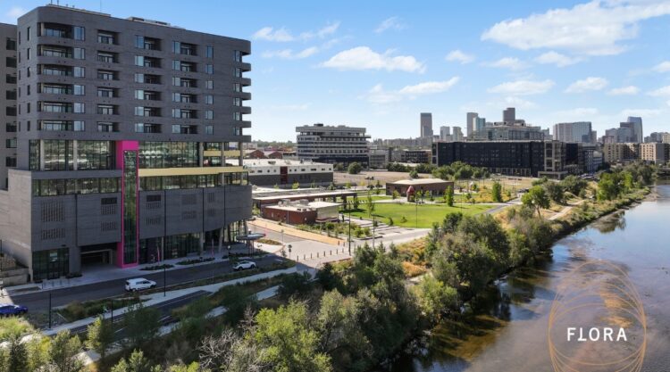 FLORA luxury living apartments RINO neighborhood Denver Colorado 92-Residence boutique waterfront community expansive furnished and unfurnished penthouse plans luxury modern finishes and curated art throughout Art-driven design focused Studio 1–3-bedroom floor plans walkable to The Source award-winning breweries endless restaurants local grocery minutes to downtown Mission Ballroom I-70 I-25 walkable to 38th Blake RTD station heated pool hot tub outdoor areas with grills and firepit chic multi-use lounge with kitchen state-of-the-art fitness center with Peloton and more adjacent to RiNo Art Park and South Platte River trail unparalleled mountain city views Cherry Creek Magazine